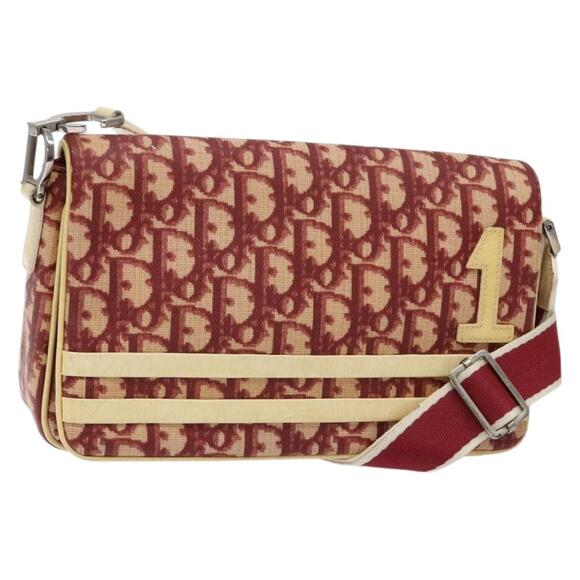 DIOR Trotter Canvas Shoulder Bag Red Silver - Picture 1 of 13